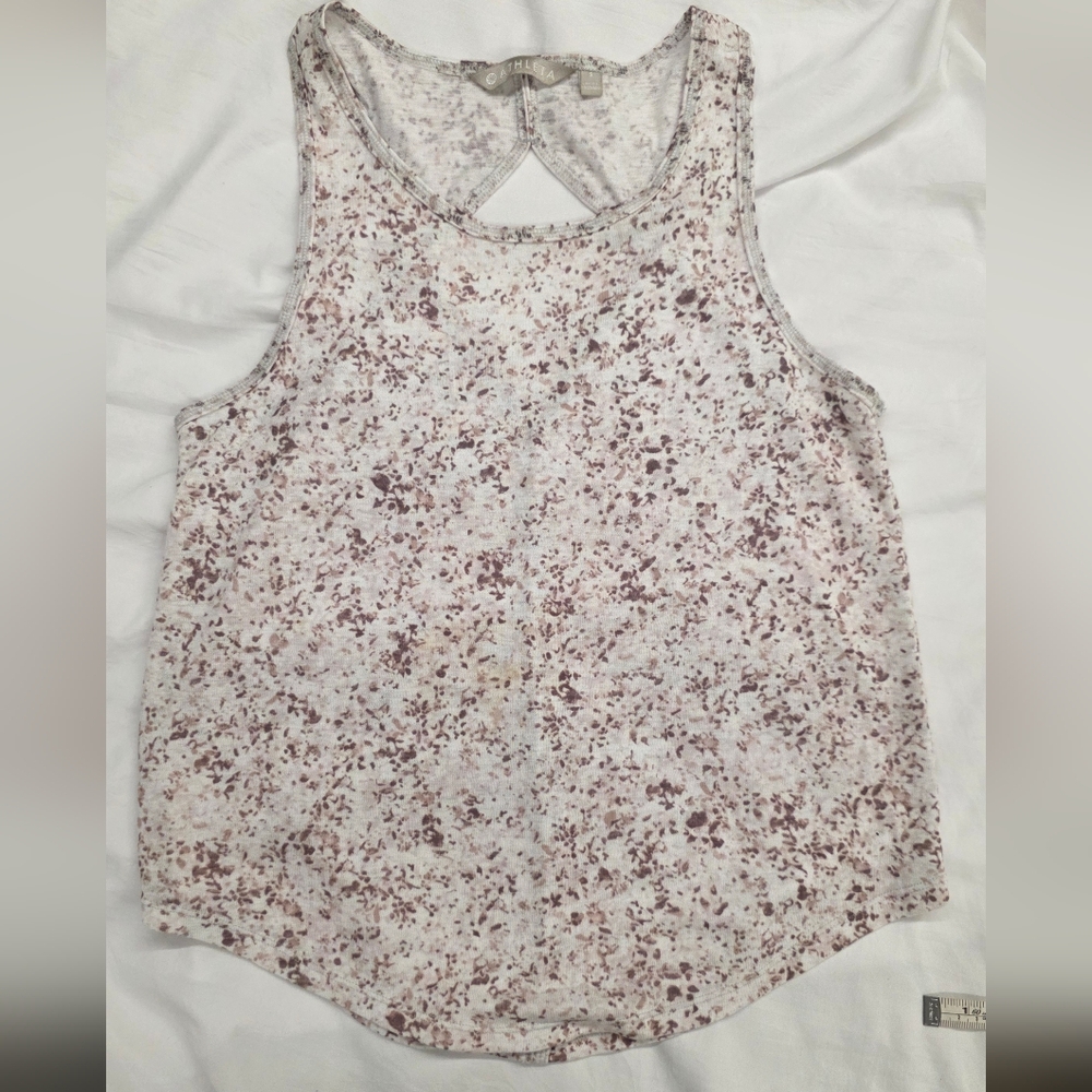 Athleta Keyhole Racerback Tank Top in Speckled Floral Print Size Small EUC